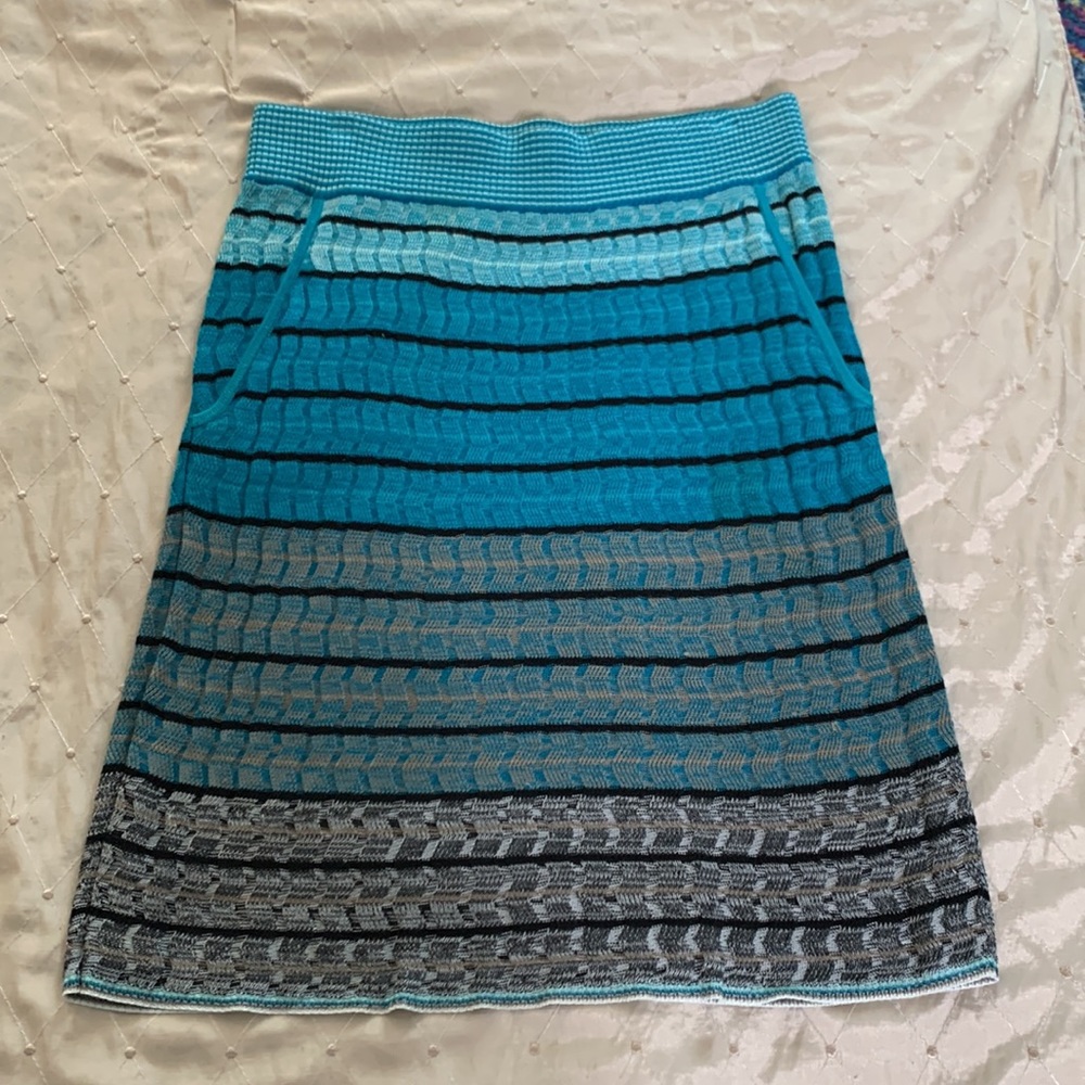 LOFT Blue Ombré Striped Knit Pencil Skirt (has pockets!)